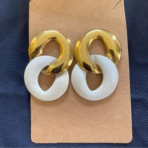 Gold and White Geometric Statement Earrings